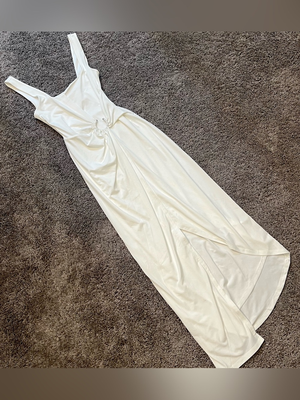 NWT White Significant Other Ring-Detail Maxi Dress with Front Slit